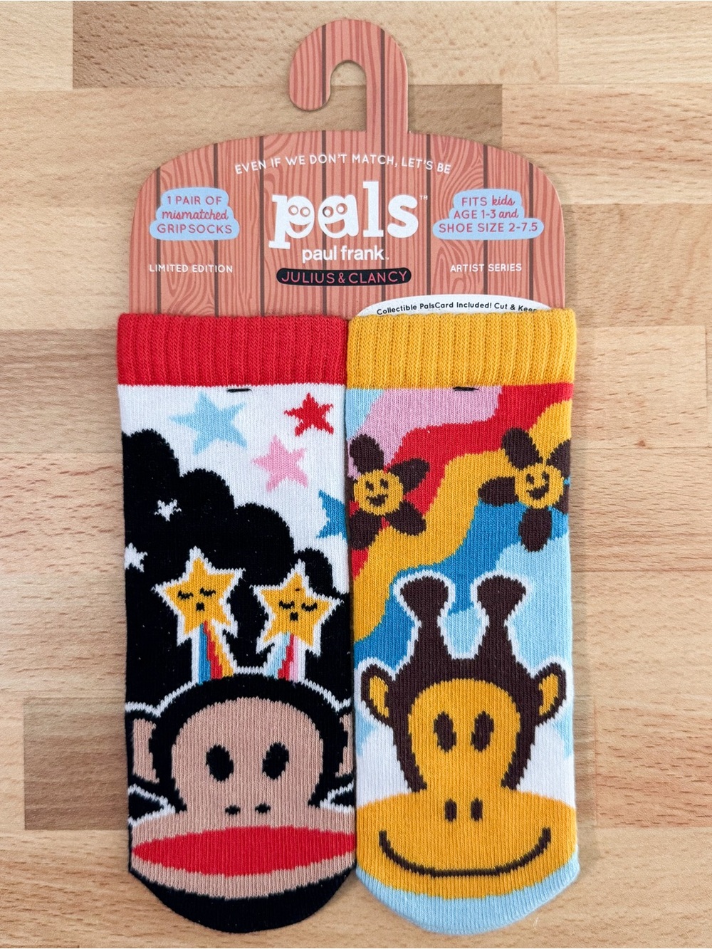 Pals Socks paul frank Kids' Mismatched Grip Socks - Red, Yellow, Blue